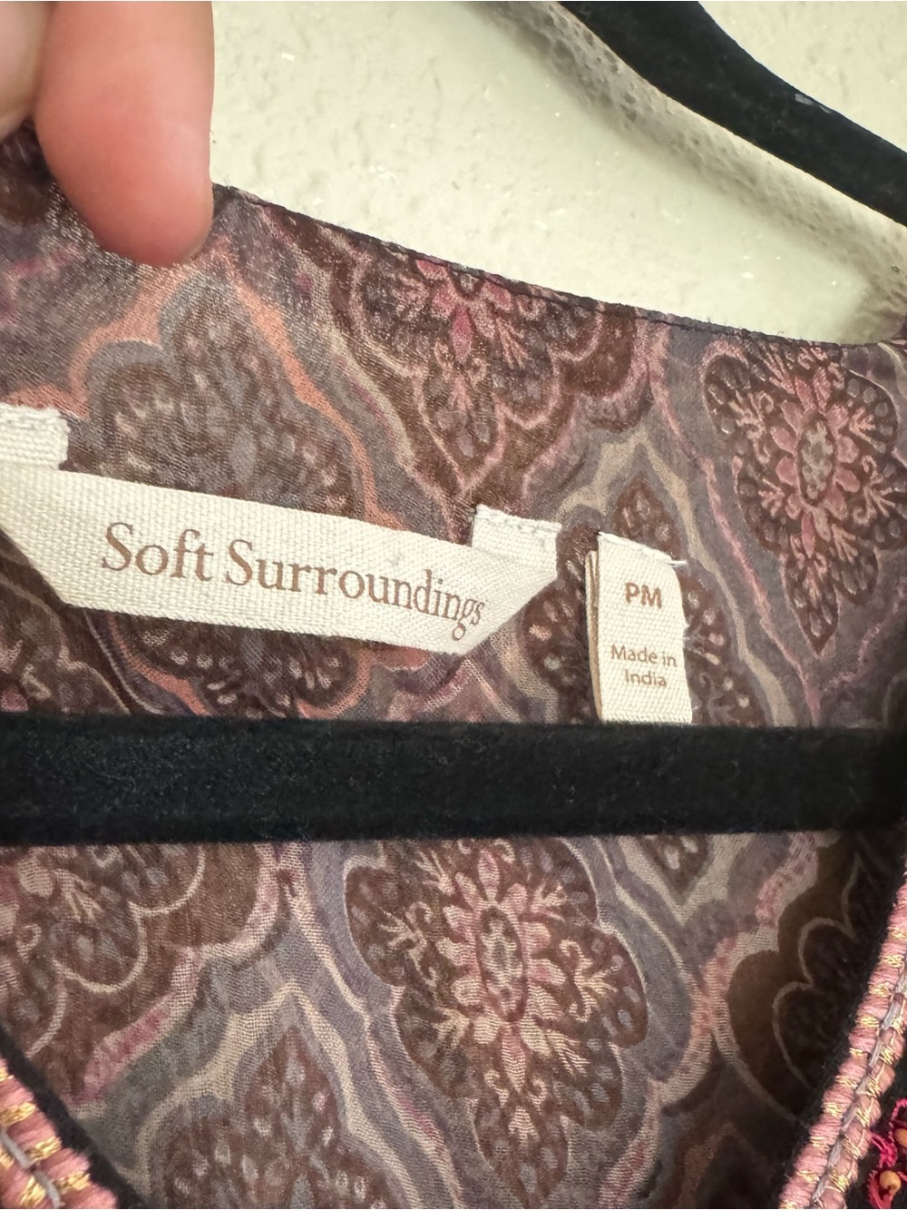 Soft Surroundings Embroidered Dark Paisley Boho Maxi Dress - Picture 5 of 9